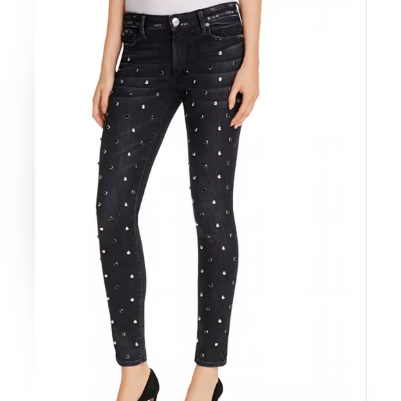 True Religion Denim - True Religion Halle Studded Super Skinny Jeans, Black Moon Stone, Sz 27